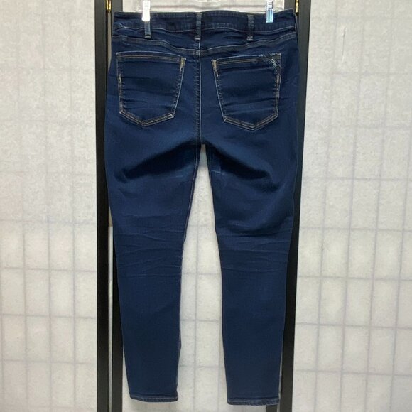 Silver MidRise Skinny Stretch Light Distress Aiko Ankle Jeans Dark Denim Wash 33 - Picture 2 of 13